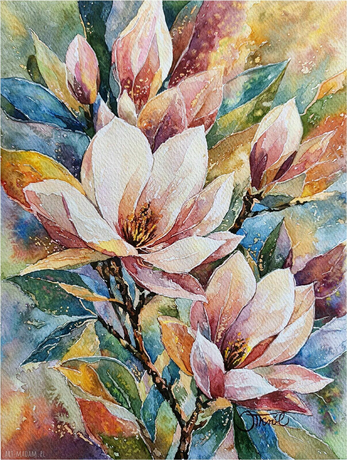 Magnolie - oryginalna akwarela 24 x 32 cm