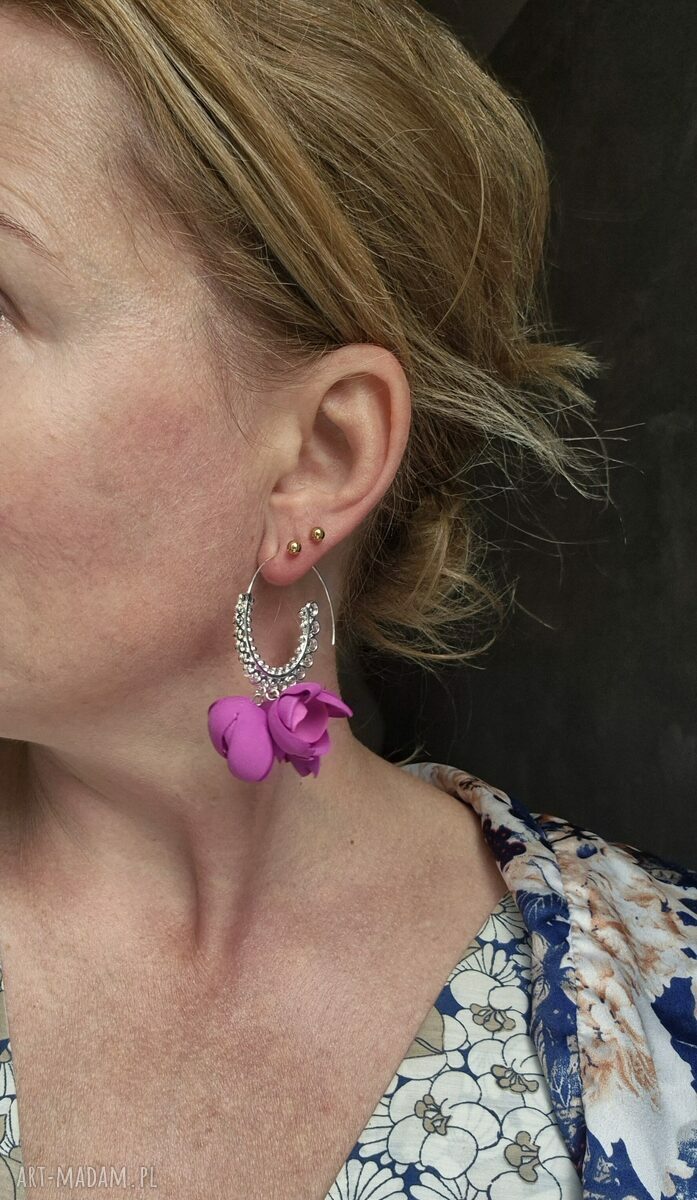 Kolczyki magnolie boho - lekkie i duże, energetyczne