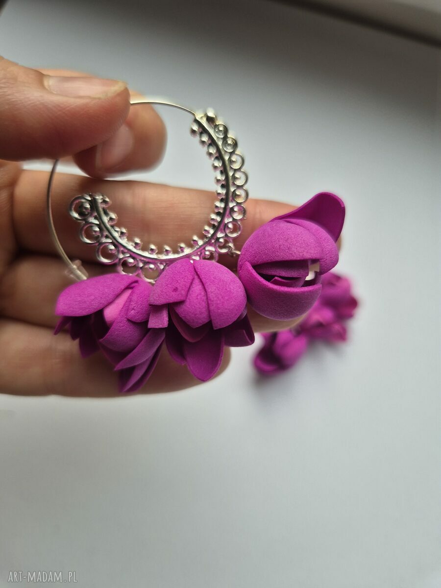 Kolczyki magnolie boho - lekkie i duże, energetyczne