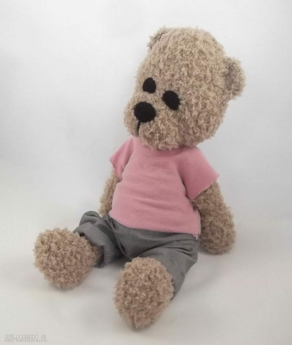 Szydełkowy miś Maja - maskotka handmade 32 cm z ruchomymi rączkami i nóżkami