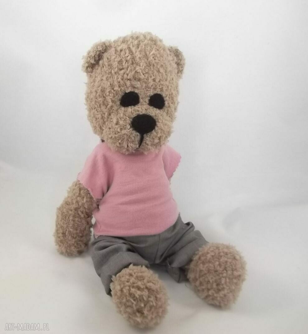 Szydełkowy miś Maja - maskotka handmade 32 cm z ruchomymi rączkami i nóżkami