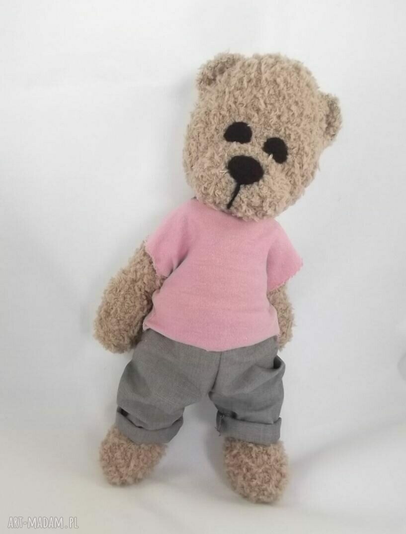 Szydełkowy miś Maja - maskotka handmade 32 cm z ruchomymi rączkami i nóżkami