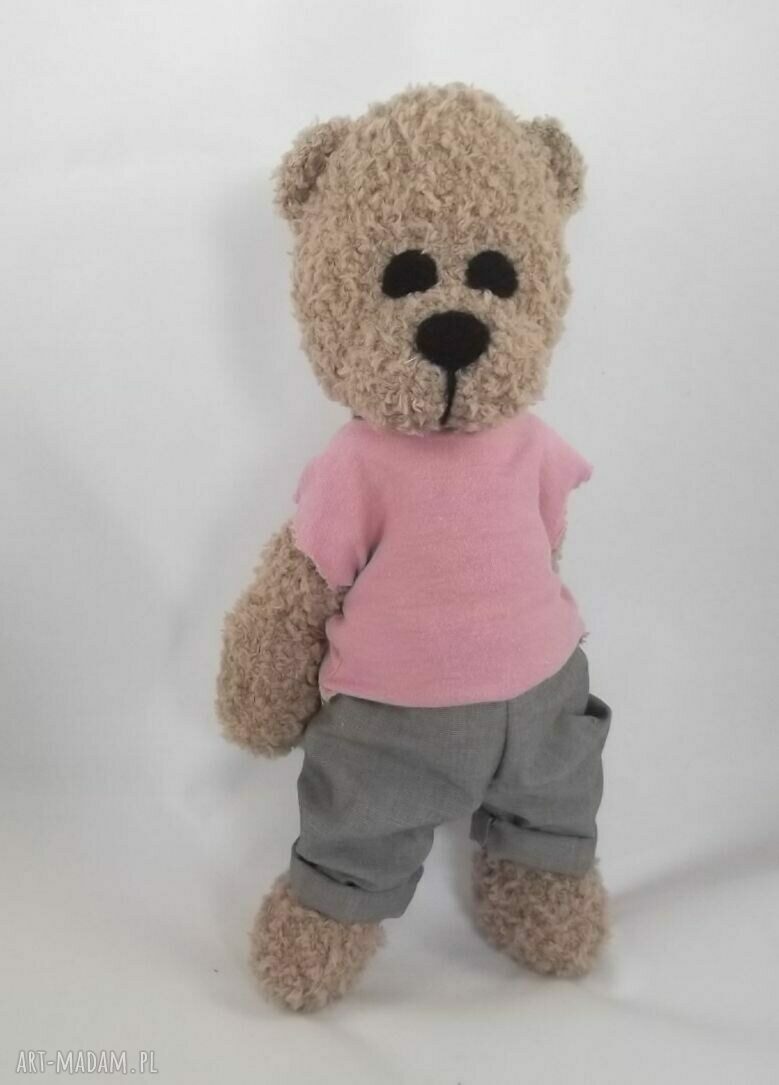 Szydełkowy miś Maja - maskotka handmade 32 cm z ruchomymi rączkami i nóżkami