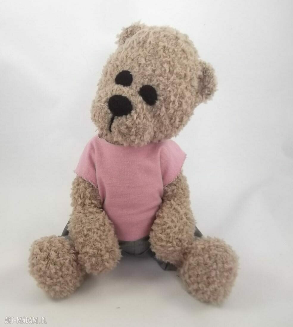 Szydełkowy miś Maja - maskotka handmade 32 cm z ruchomymi rączkami i nóżkami