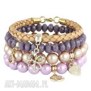 lilac & beige l210 lavoga - fioletowe bransoletki