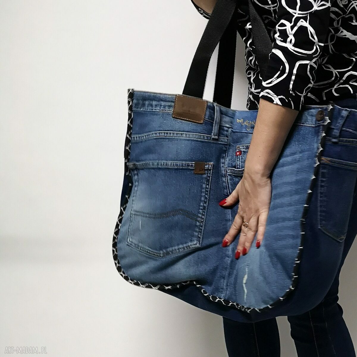 Duża torba upcykling JEANS BIG STAR na ramię
