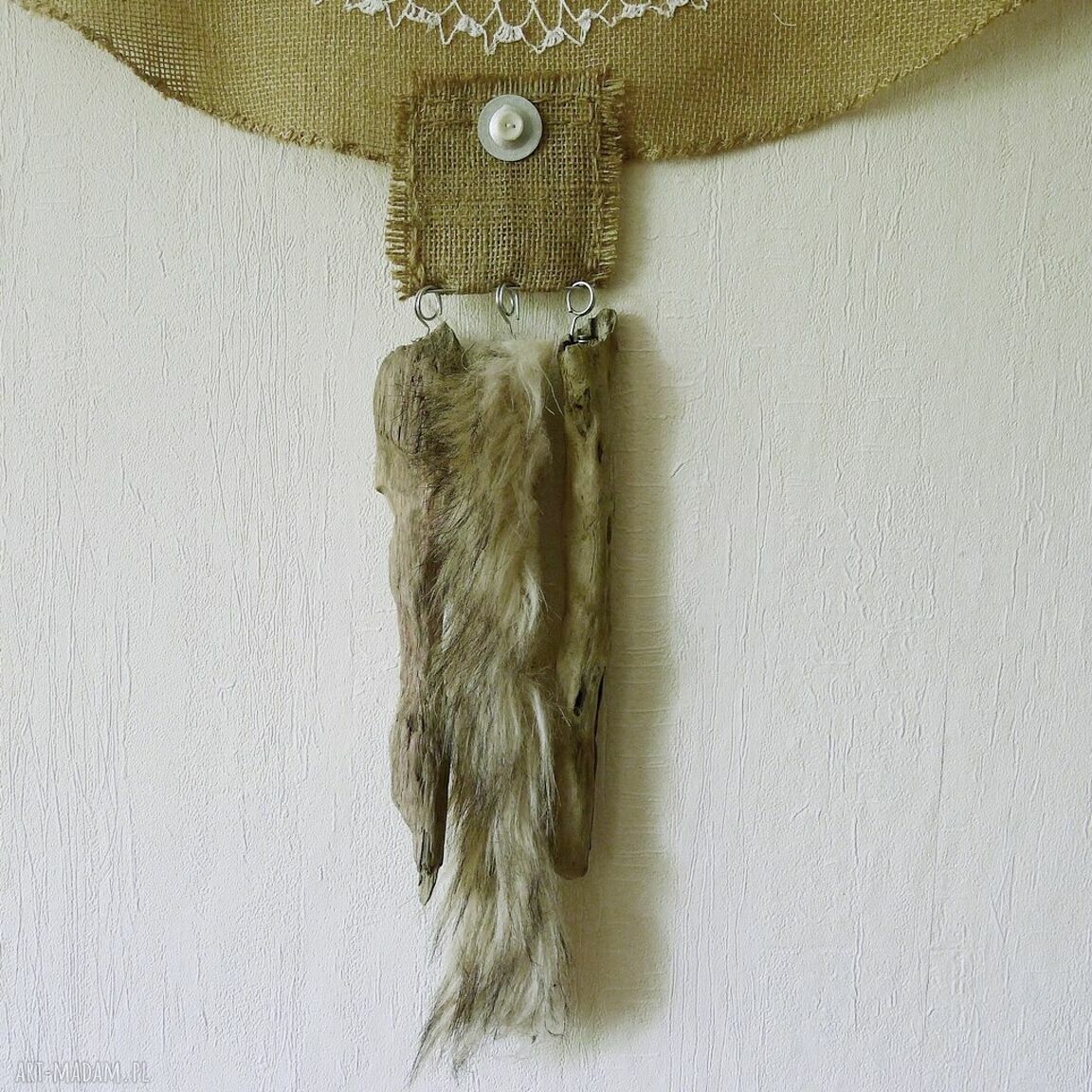 Makata dekoracja ścienna z tkaniny i drewna Wabi-Sabi - rękodzieło /7/