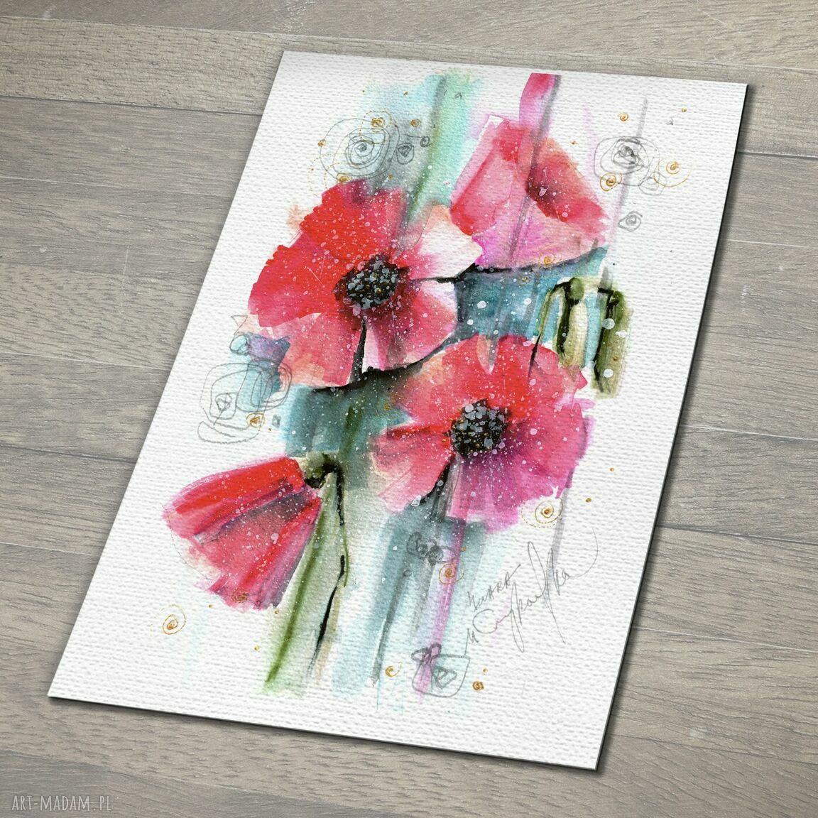 Plakat Maki. Akwarela 1 - maki w akwarelowej tonacji do salonu i sypialni