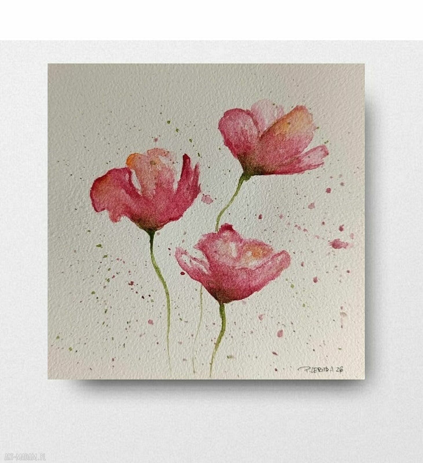 Maki - oryginalna akwarela 15x15 cm bez ramy
