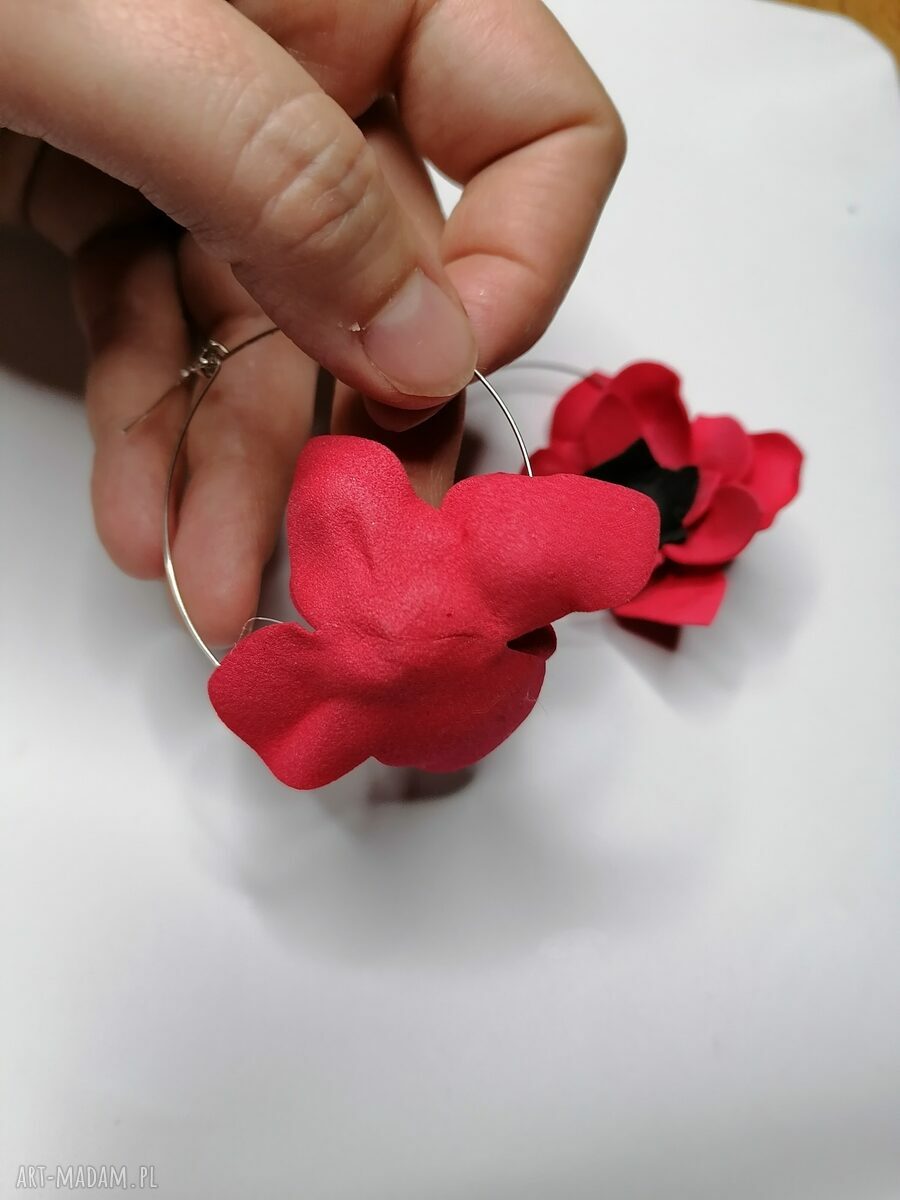 Kolczyki maki lekkie, duże - boho i etno flok