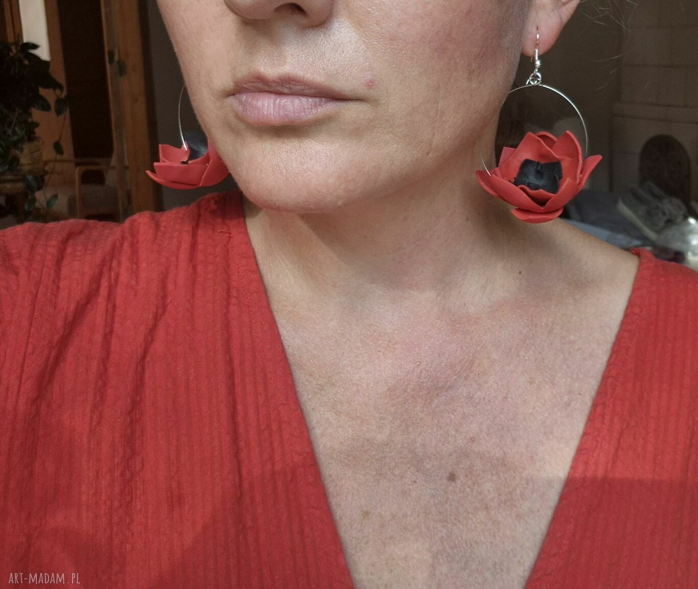 Kolczyki maki - leciutkie czerwone kwiaty boho