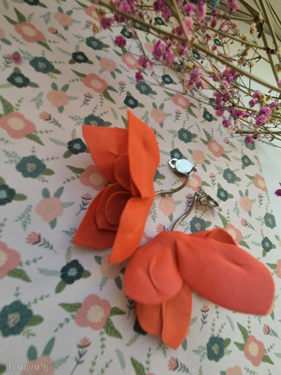 Klipsy Maki - leciutkie i długie w stylu etno boho Frida, Ruda Klara