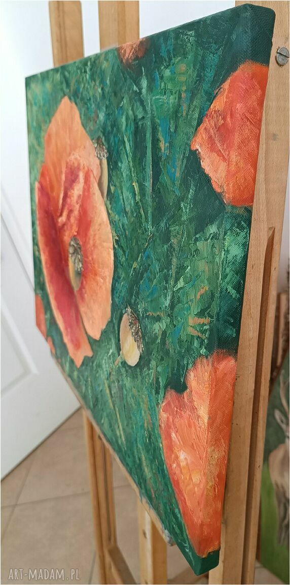 Makowa harmonia - obraz olejny z makami 55 x 40 cm