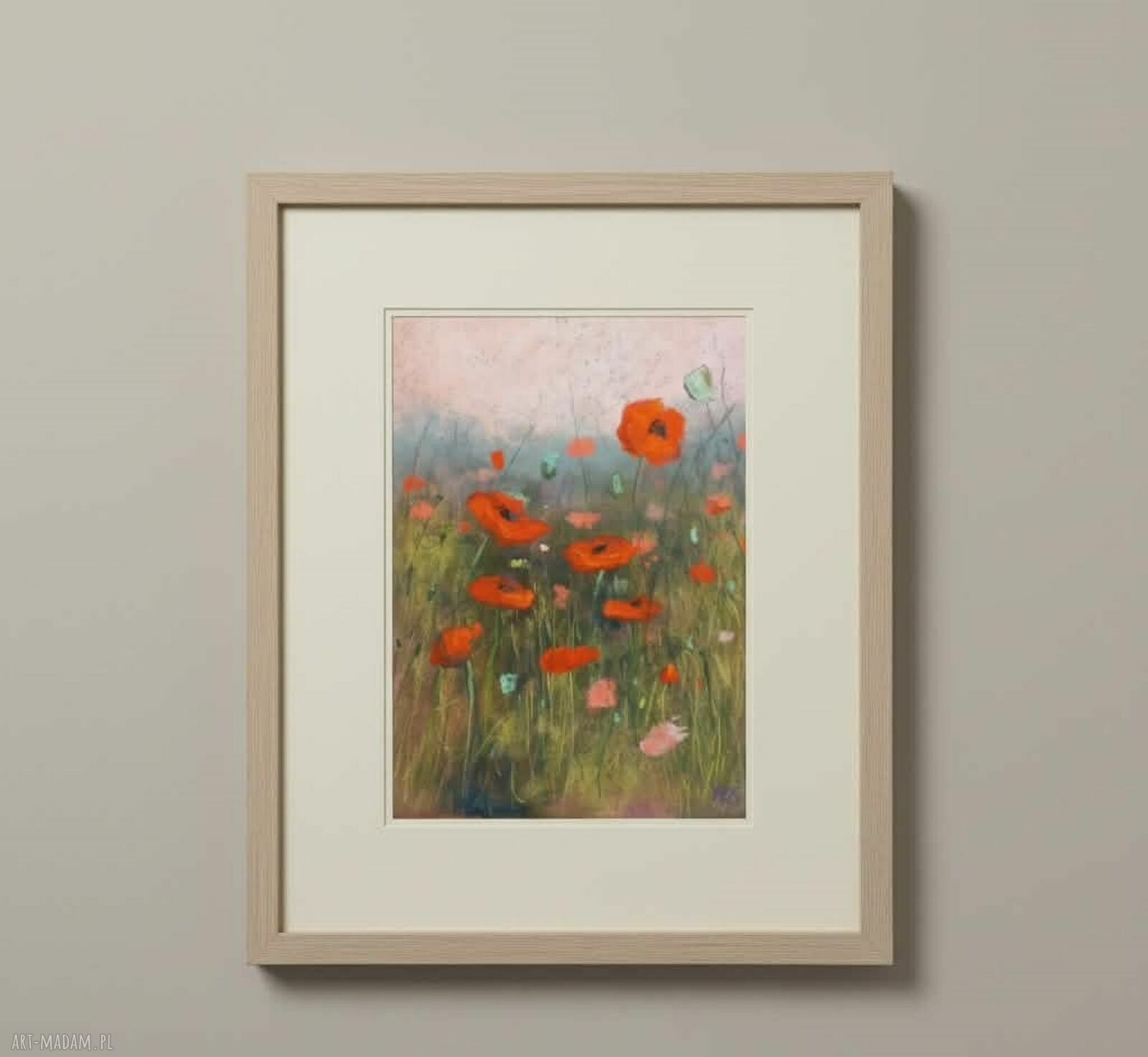 MAKOWA ŁĄKA - obraz z pasteli suchych 24/18 cm bez oprawy