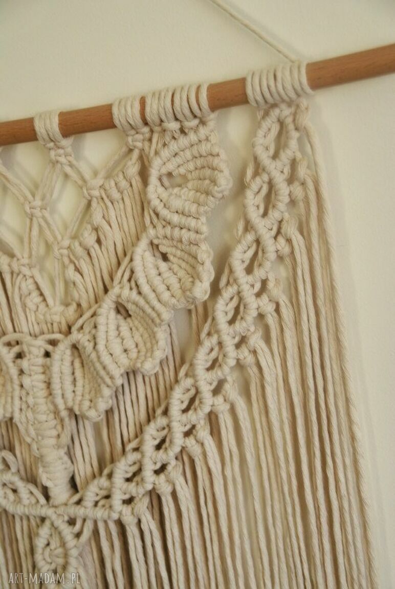 Makrama boho 50 cm - zawieszka na ścianę z ecru sznurka