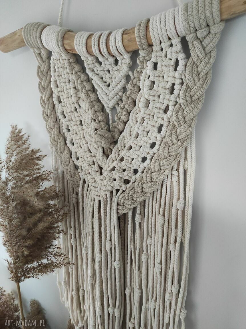 Makrama na ścianę BOHO ecru i cappuccino