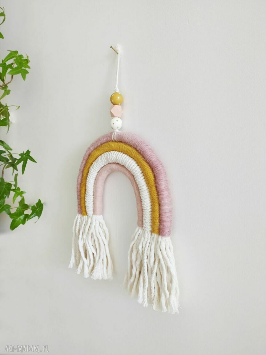 Makrama tęcza Boho do pokoju dziewczynki - ręczne plecenie z naturalnych materiałów