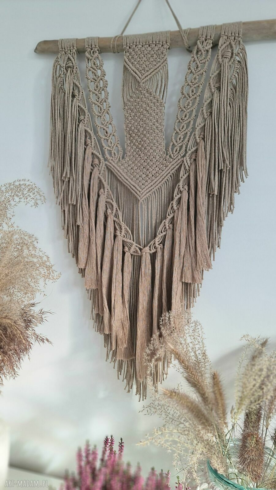 Ręcznie pleciona makrama ścienna w stylu boho