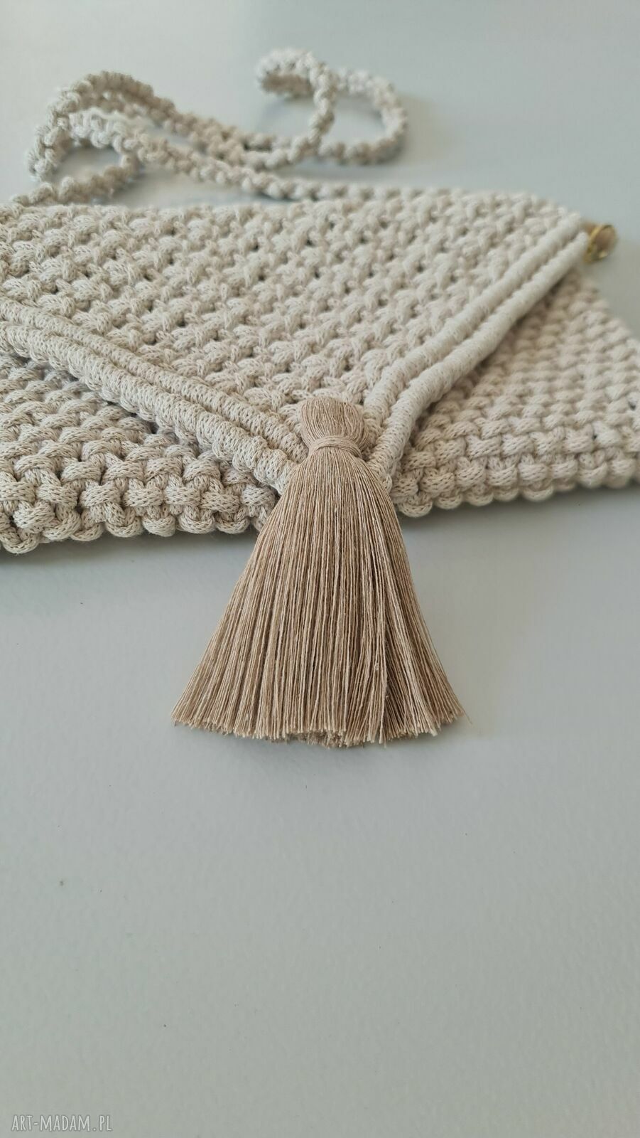 Makramowa kopertówka ze sznurka ivory (ręcznie robiona)