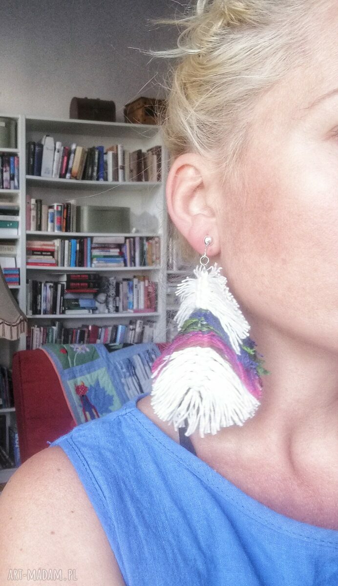 Klipsy makramowe w stylu boho - lekkie, duże i ręcznie plecione