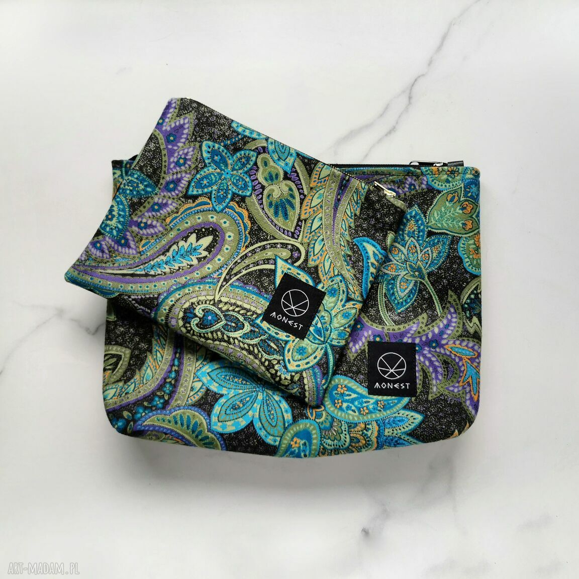 Mała kosmetyczka wzór Paisley z zawieszą hamsa