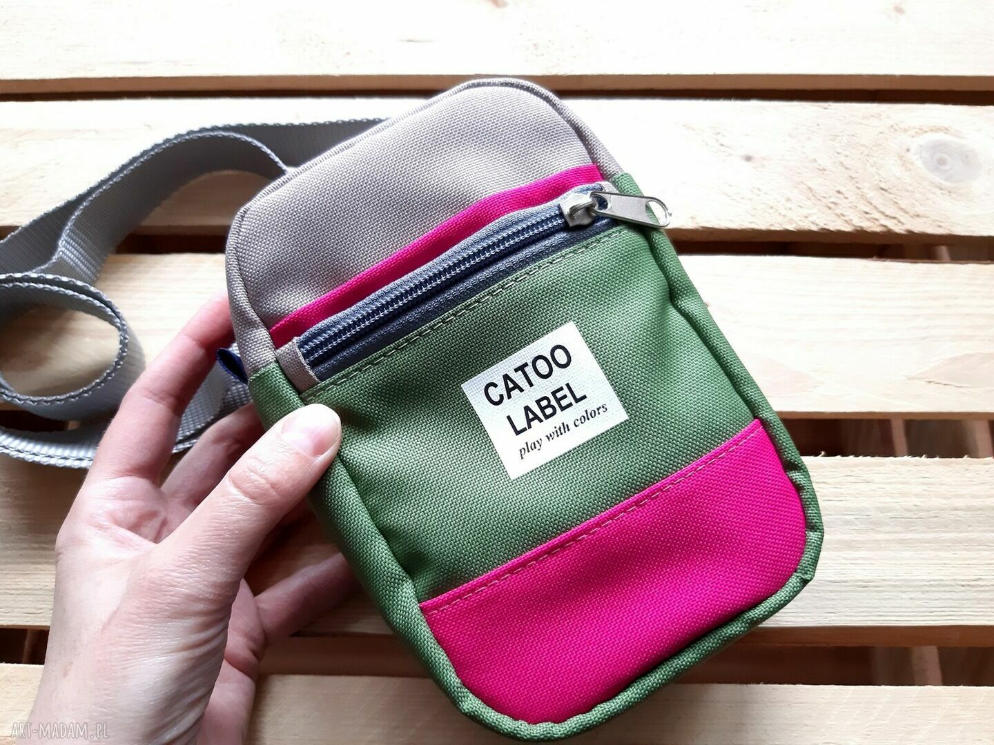 Mała saszetka na telefon i drobiazki - kolorowa torebka handmade