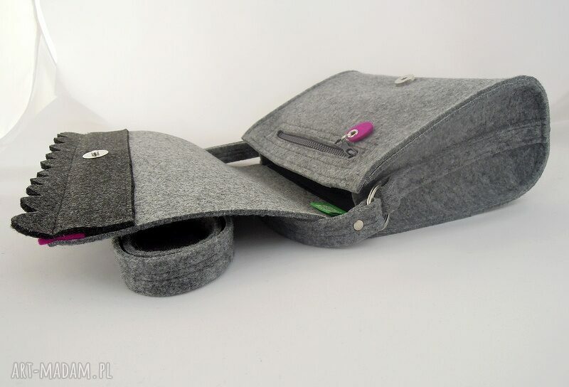 Mała Teczka z Broszką Fuksja handmade