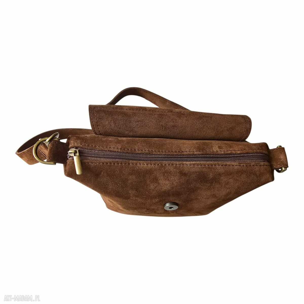 Mała torebka na ramię ze skóry zamszowej tobacco - U’Petitka crossbody