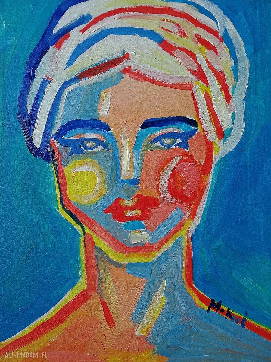 Portret kobiety obraz akrylowy na płycie A4, limitowana edycja