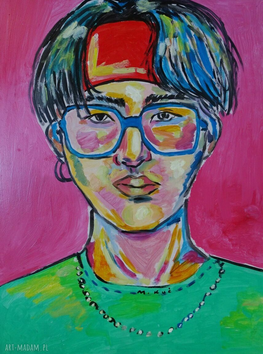 Obraz olejny Suga BTS KPOP do salonu - ręcznie malowany