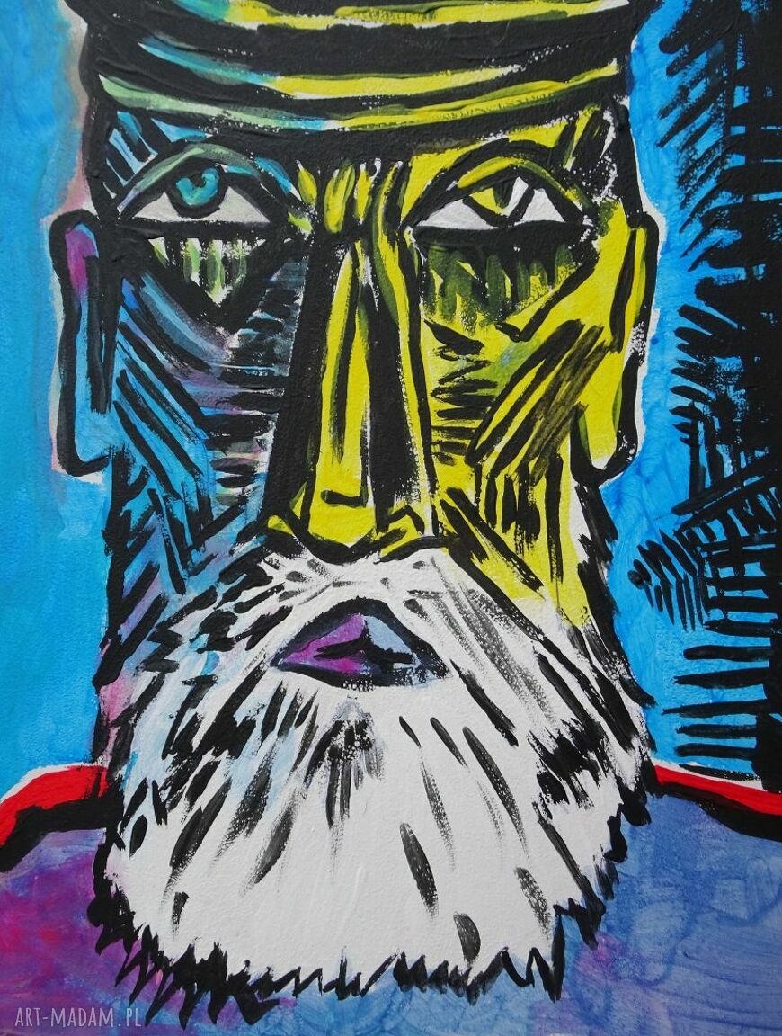 Obraz w stylu Picassa do salonu - akryl na płycie A4 21x29,7 cm