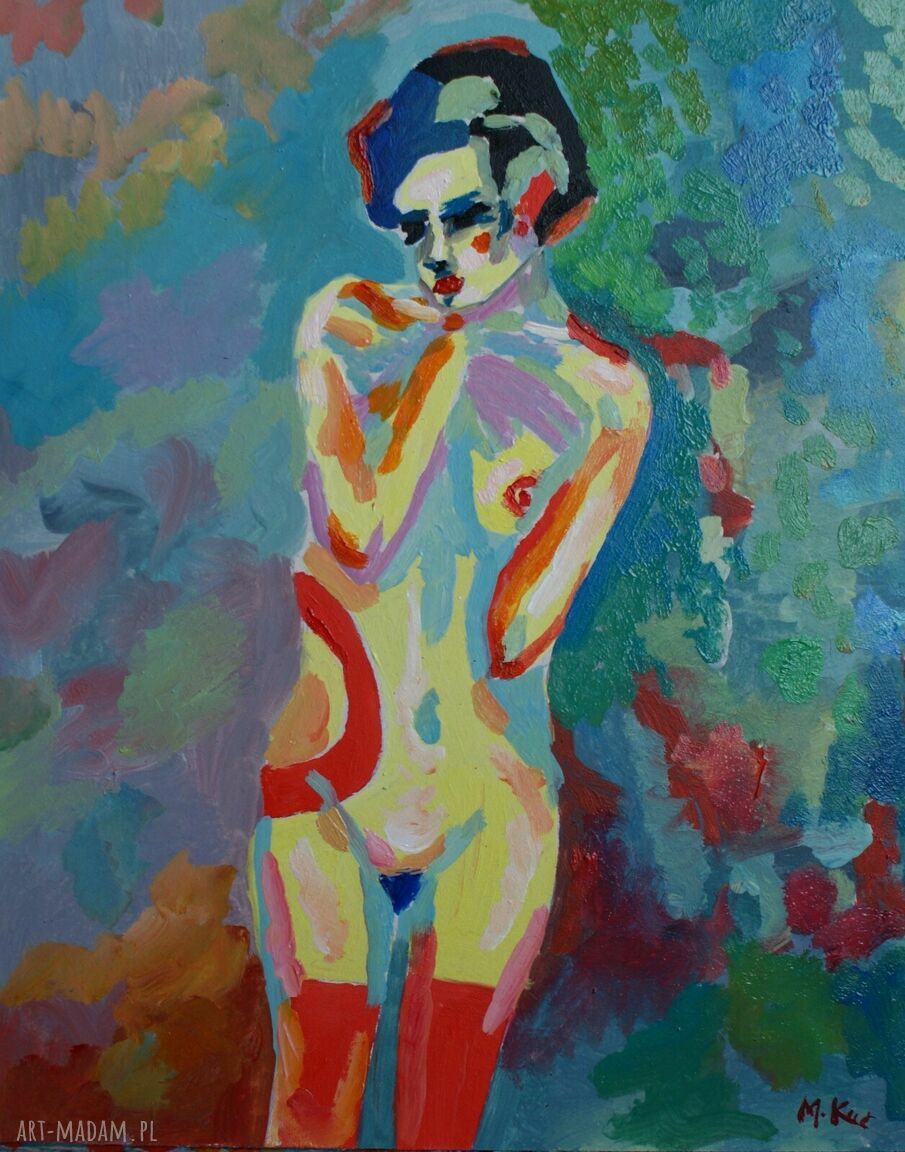 Limitowany obraz akrylowy Akt kobiety - malarstwo współczesne 24x30 cm