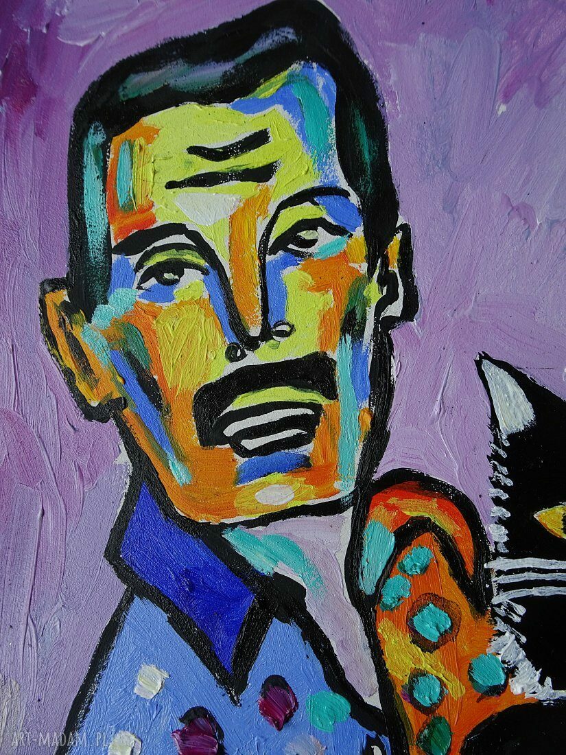 Obraz olejny Freddie Mercury do salonu ręcznie malowany A4