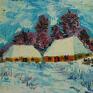 hand made obrazy obraz olejny zima na wsi