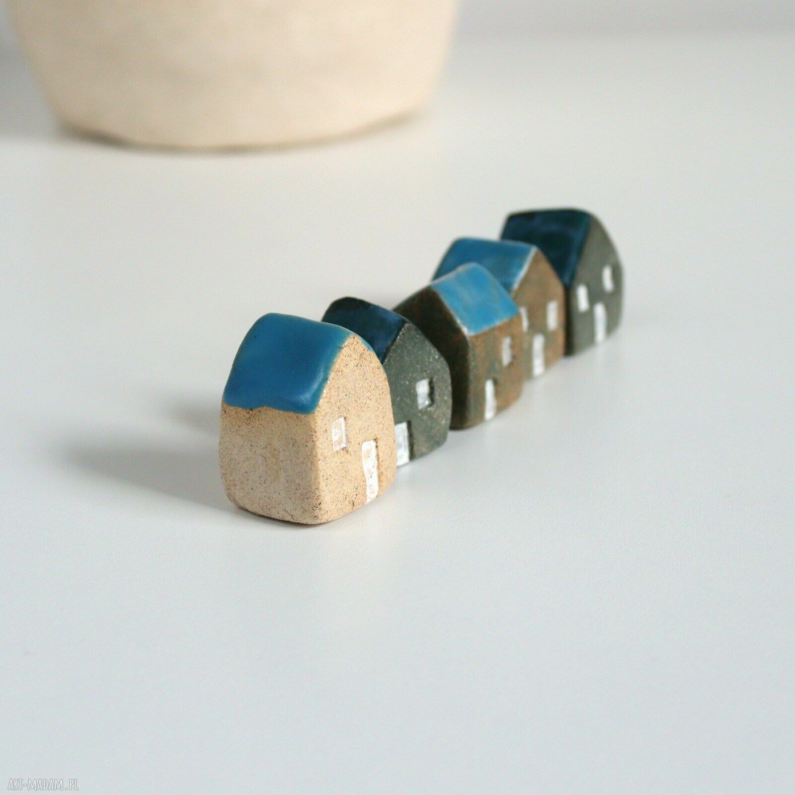 Małe ceramiczne domki handmade - zestaw 5 sztuk