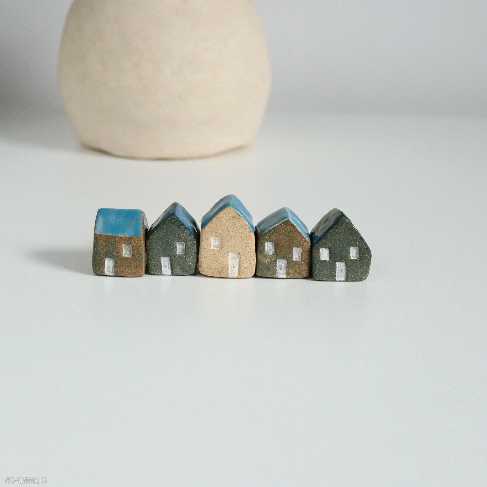Małe ceramiczne domki handmade - zestaw 5 sztuk