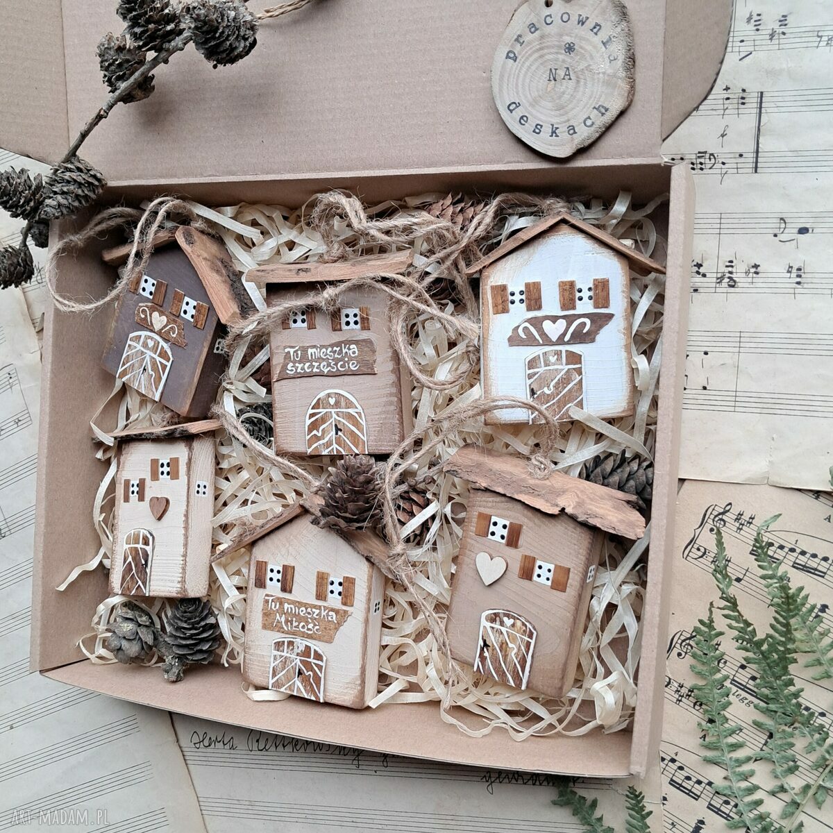 Rustykalne domki do powieszenia - handmade dla Babci i Dziadka