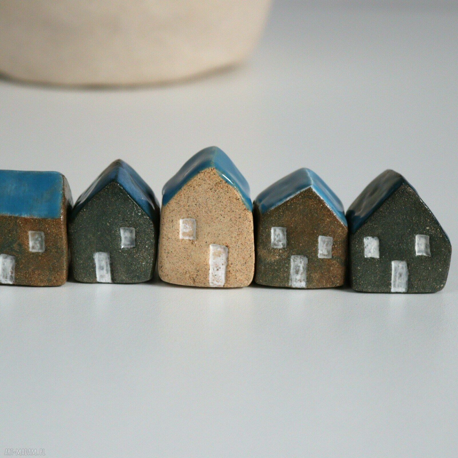 Małe ceramiczne domki handmade - zestaw 5 sztuk