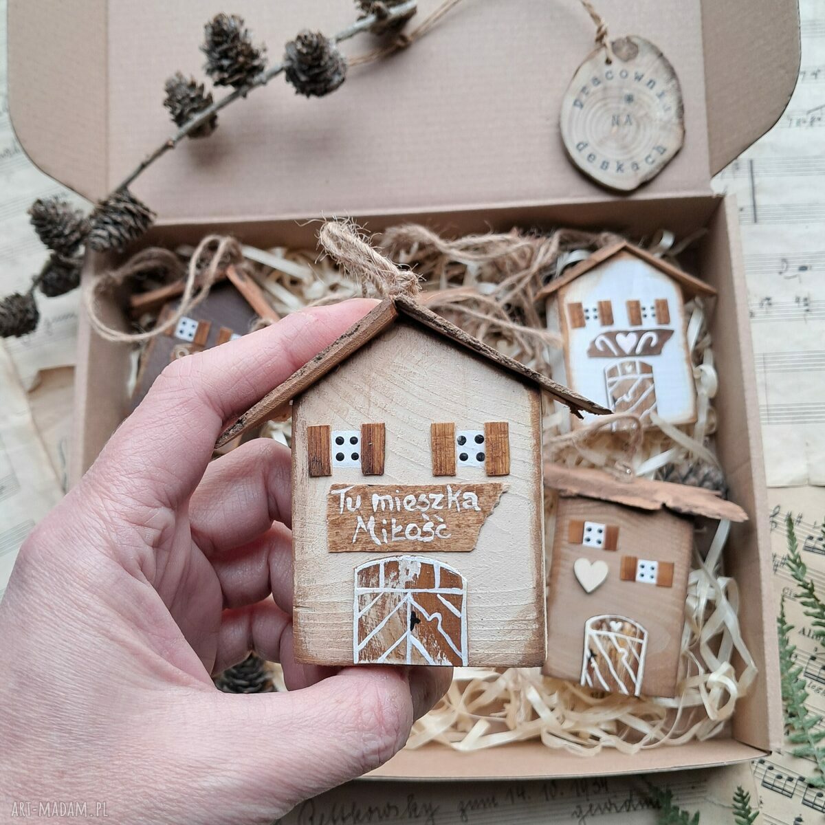 Rustykalne domki do powieszenia - handmade dla Babci i Dziadka
