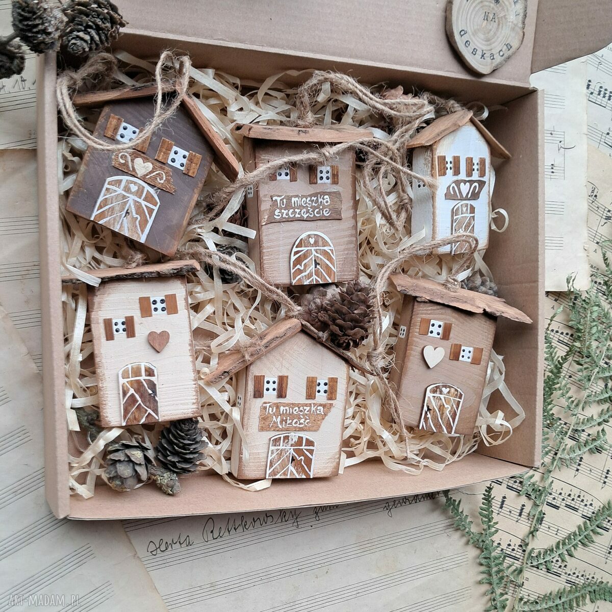 Rustykalne domki do powieszenia - handmade dla Babci i Dziadka