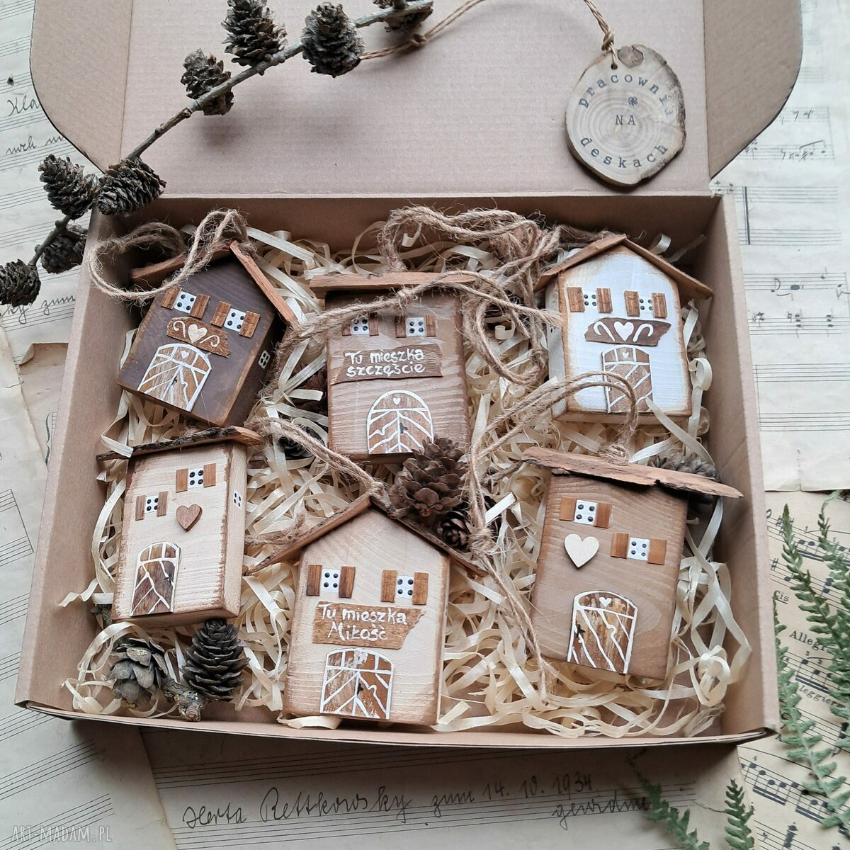 Rustykalne domki do powieszenia - handmade dla Babci i Dziadka
