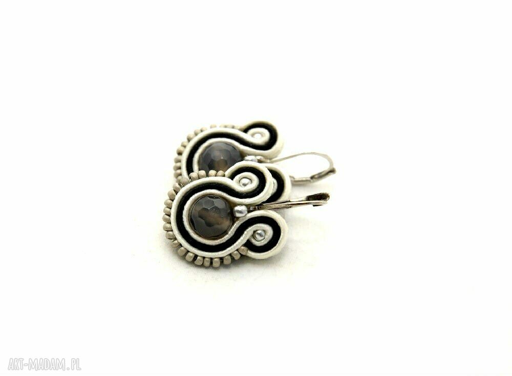 Małe kolczyki sutasz z agatami - soutache