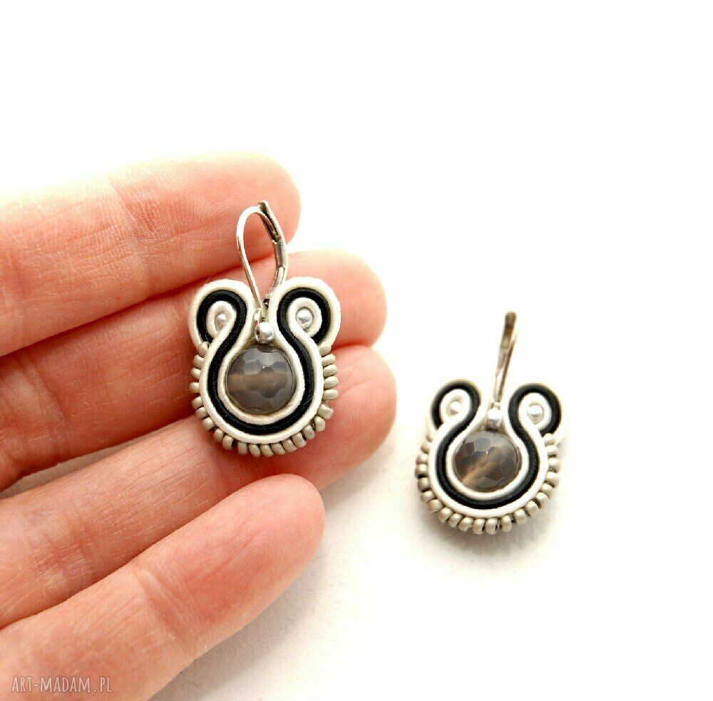 Małe kolczyki sutasz z agatami - soutache