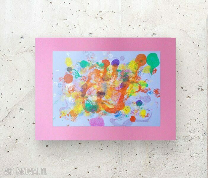 Abstrakcja malowana ręcznie - kolorowa grafika nowoczesna 30x40 cm