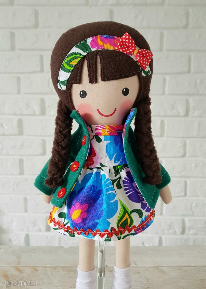 Malowana lala Marysia - ręcznie malowana przytulanka dla dziecka (ok. 40 cm)