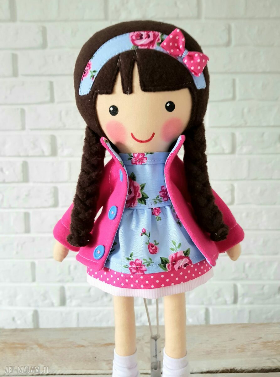 Marcysia - malowana lala 40 cm, ręcznie szyta przytulanka