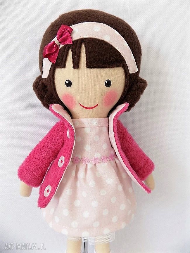 Malowana lala Joasia (ok. 40 cm) - ręcznie szyta przytulanka