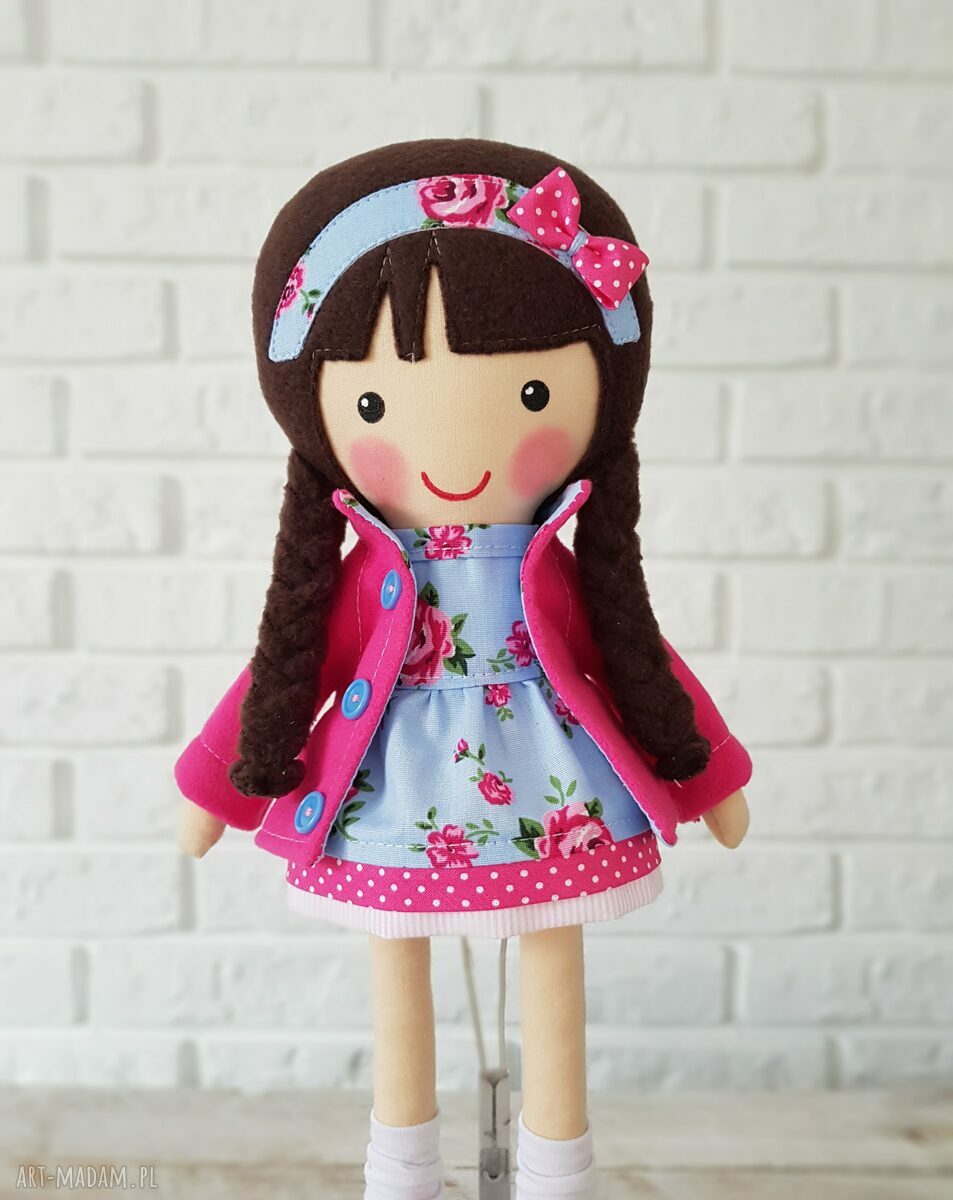 Marcysia - malowana lala 40 cm, ręcznie szyta przytulanka