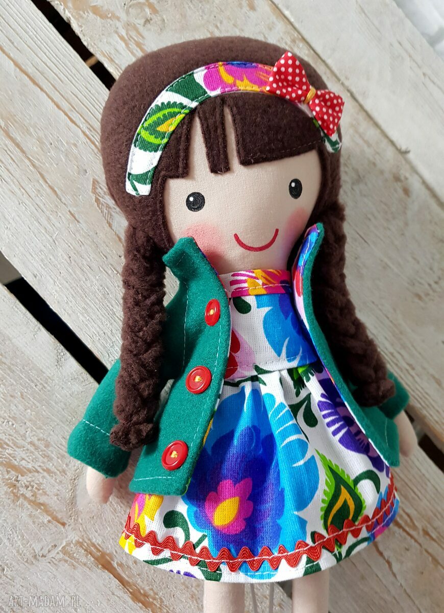 Malowana lala Marysia - ręcznie malowana przytulanka dla dziecka (ok. 40 cm)