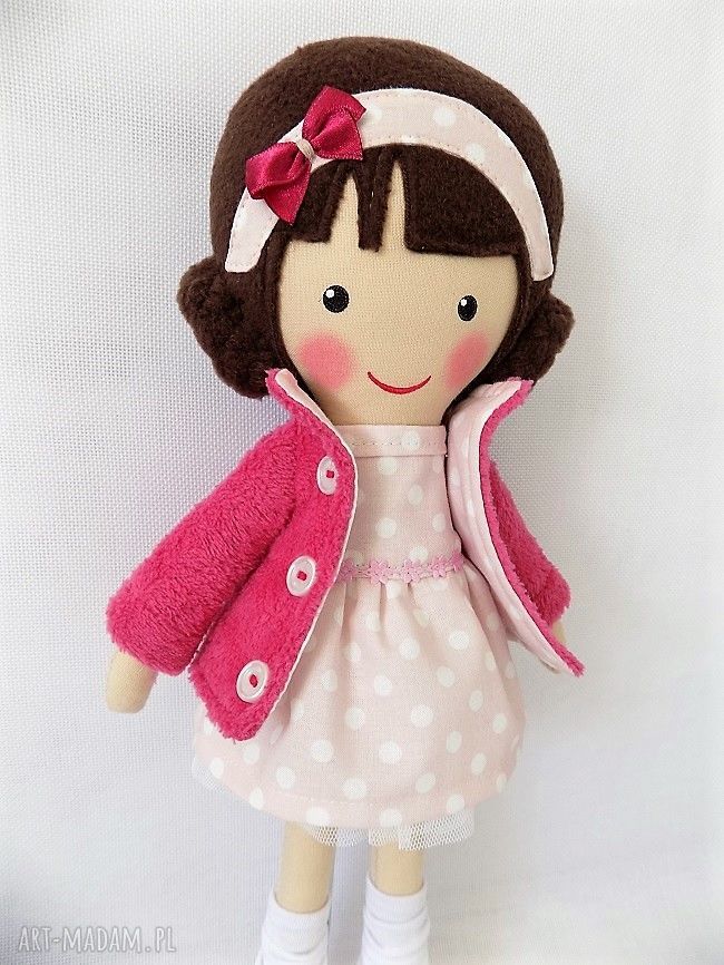 Malowana lala Joasia (ok. 40 cm) - ręcznie szyta przytulanka